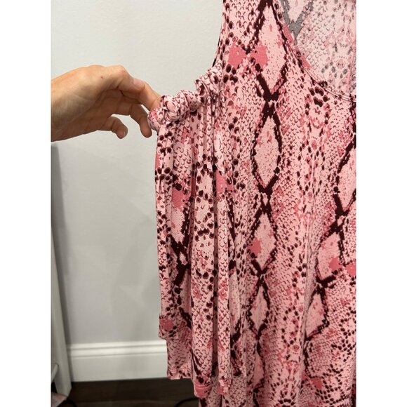 Lascana Venus Pink Snake Print Cold Shoulder Tunic Top Size M - Picture 4 of 9